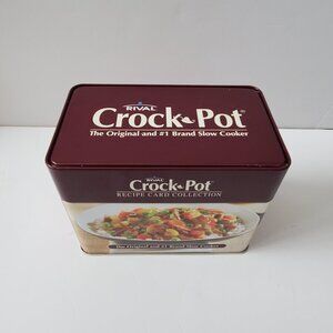 CROCK POT Tin Container Recipe Box Over 70 Different Recipes + Blank Cards Meals
